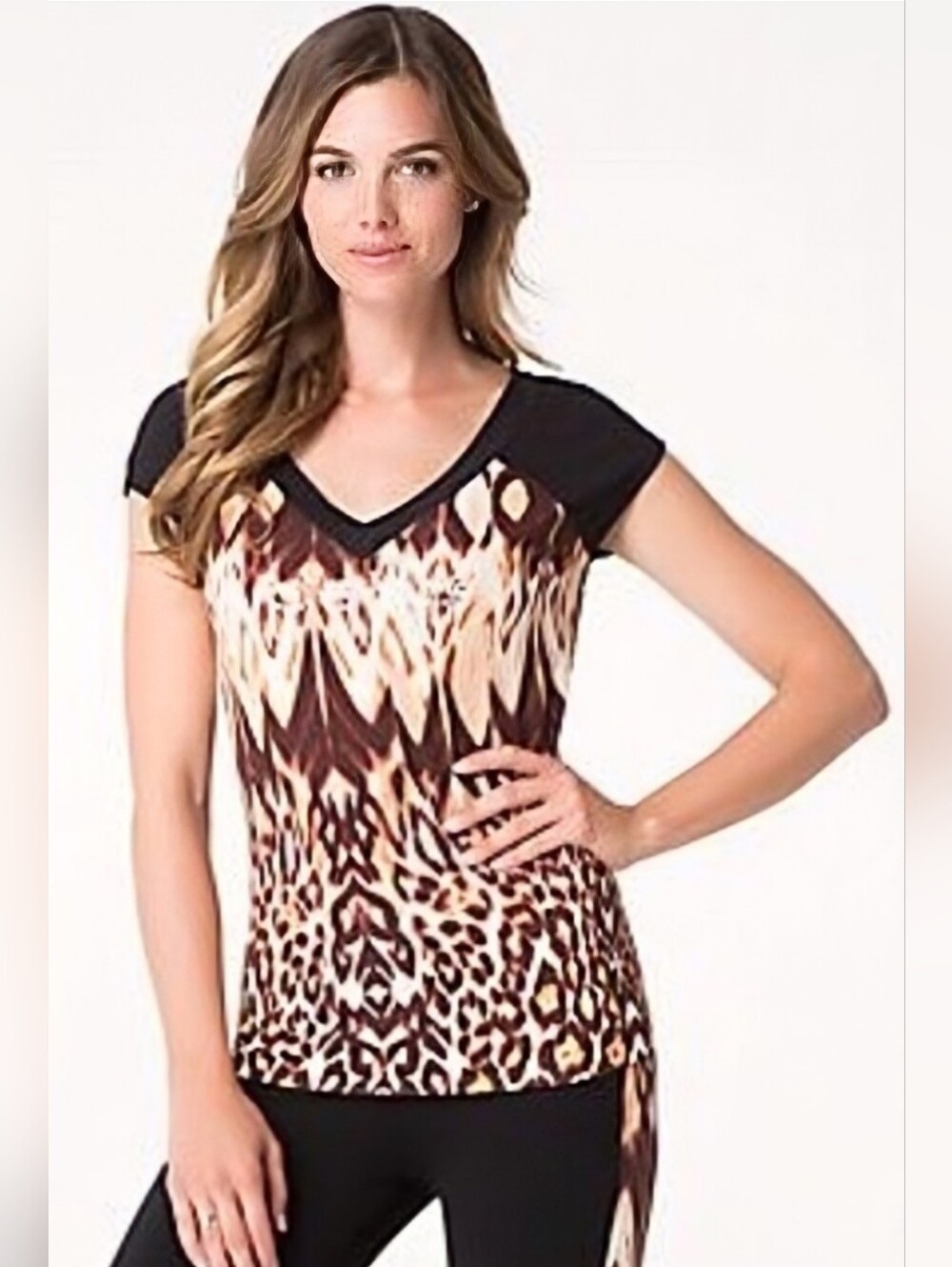 Vintage BEBE Aztec Animal Swarovski Crystal Logo Top Rare Y2K